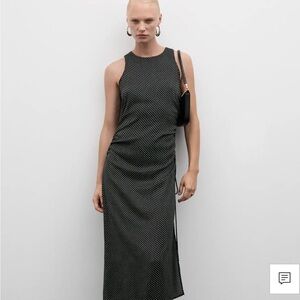 MANGO POLKA-DOT DRESS WITH SIDE PLEATS